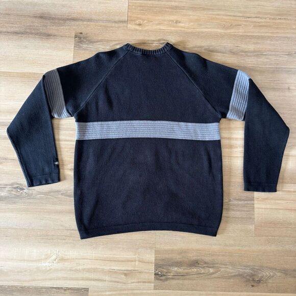 Vintage 90s No Fear Crewneck Sweater Black Gray Stripe Size XL Single Stitch - Picture 8 of 8